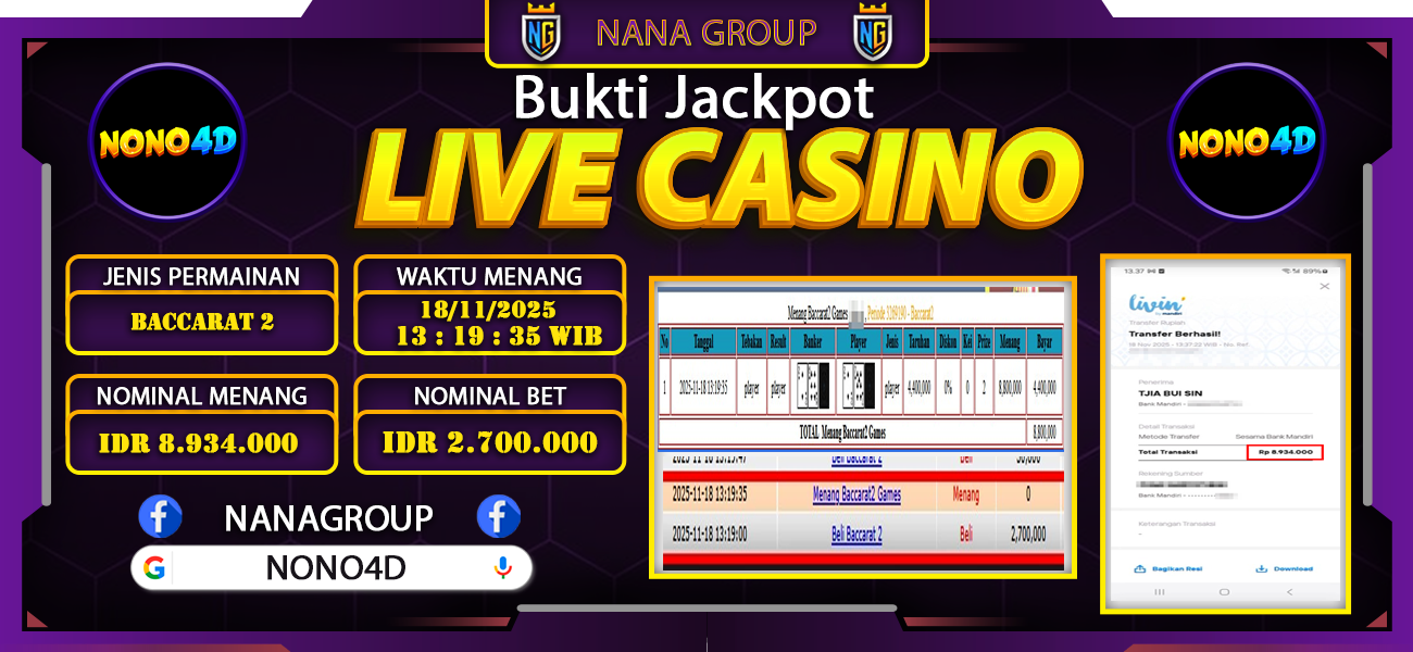 Bukti Kemenangan Besar Dibayar lunas Member NONO4D RP 8.934.000, 18 November 2025